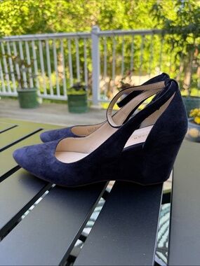 Cole Haan Navy Suede Pointed Slingback Heels
